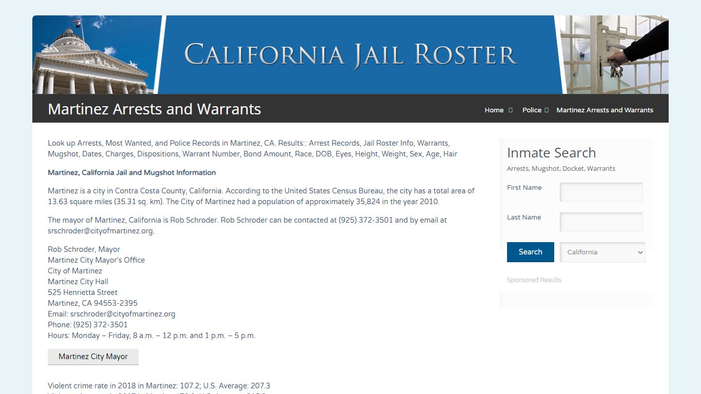 Martinez Arrests and Warrants | Jail Roster Search